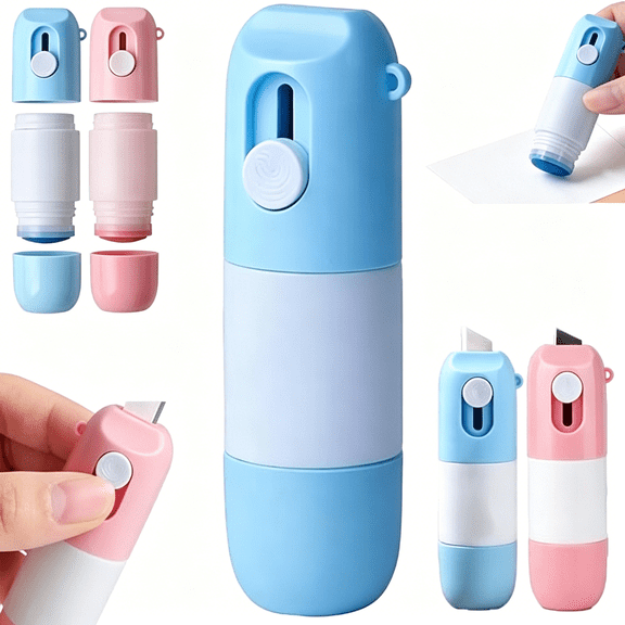 CCOCC 2-in-1 Thermal Paper Privacy Wipe Box Cutter, Water-Based Thermal Paper Eraser Pen, Thermal Label Correction Marker with Mini Box Cutter, One Smear Printed Text Covering for Labels & Receipts