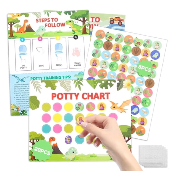 CCOCC 20 Pack Potty Training Reward Chart for Toddlers 2-4 Years,7.99"X10.05" Sticker Sheet Toilet Success Chart for Boys & Girls