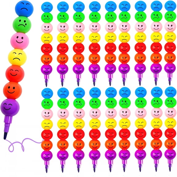 CCOCC 20 Pcs Stacking Crayons, Rainbow Stackables with 7 Colors in One, Cute Mini Detachable Art Crayons for Drawing, Coloring, Craft, Office, and Home Supplies