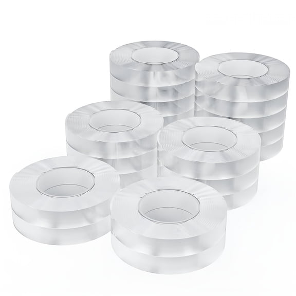 CCOCC 20 Rolls Double Sided Tape,Transparent Adhesive Tape,Traceless Adhesive Tape,Removable,Washable,Reusable,Suitable for Carpets,Photo Walls,9.85 Feet Per Roll