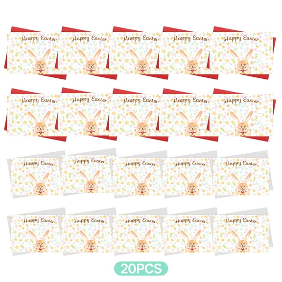 CCOCC 20 Sets Easter Greeting Cards,Cartoon Bunny Easter Cards,Envelopes Included,Easter Blessing Gift & Invitation Card