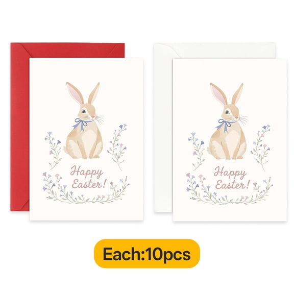 CCOCC 20 Sets Easter Greeting Cards,Watercolor Bunny Easter Cards,Envelopes Included,Easter Blessing Gift & Invitation Card