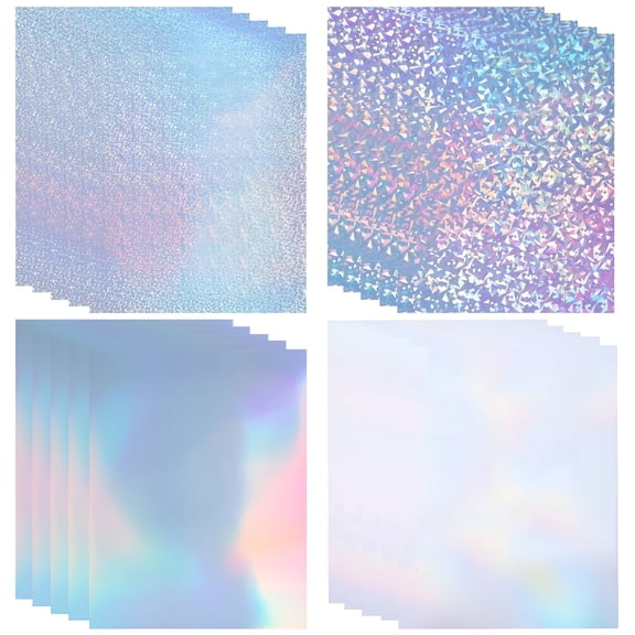 CCOCC 20 Sheets Holographic Sticker Paper for Inkjet Laser Printer, 8.5x11 inch Printable Vinyl Sticker Paper, Dries Quickly Waterproof Sticker Paper, Diamond/Rainbow/Dots/Transparent
