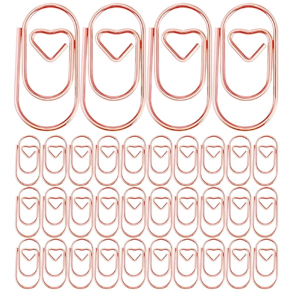 CCOCC 200 Pcs Heart Shaped Paper Clips, Rose Gold Metal Mini Bookmarks For Document Organization, Planners, Office Supplies, And Craft Projects