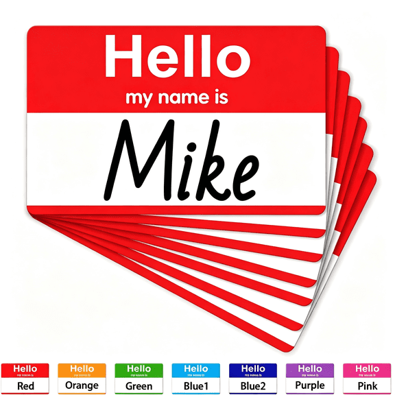 CCOCC 200 Pcs Name Tags Sticker, 3.5" X 2.25" Hello My Name Is Stickers, Large Nametag Badge Red Adhesive Hello Name Tag Stickers Label for Office, Meeting, School, Teachers and Mailing