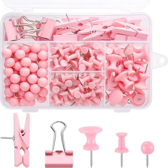 CCOCC 200 Pieces Pink Push Pins Thumb Tacks Decorative Push Pins for Cork Board Bulletin Boards Wall Maps Pictures Office Supplies