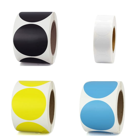 CCOCC 2000 Pcs Dot Stickers 1 Inch Round Colored Dot Stickers Removable Adhesive Label Stickers for Family Office and Study 500 Pcs/Roll (Green,White,Yellow,Blue)