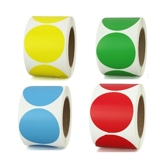 CCOCC 2000 Pcs Dot Stickers 1 Inch Round Colored Dot Stickers Removable Adhesive Label Stickers for Family Office and Study 500 Pcs/Roll (Pink,White,Yellow,Blue)