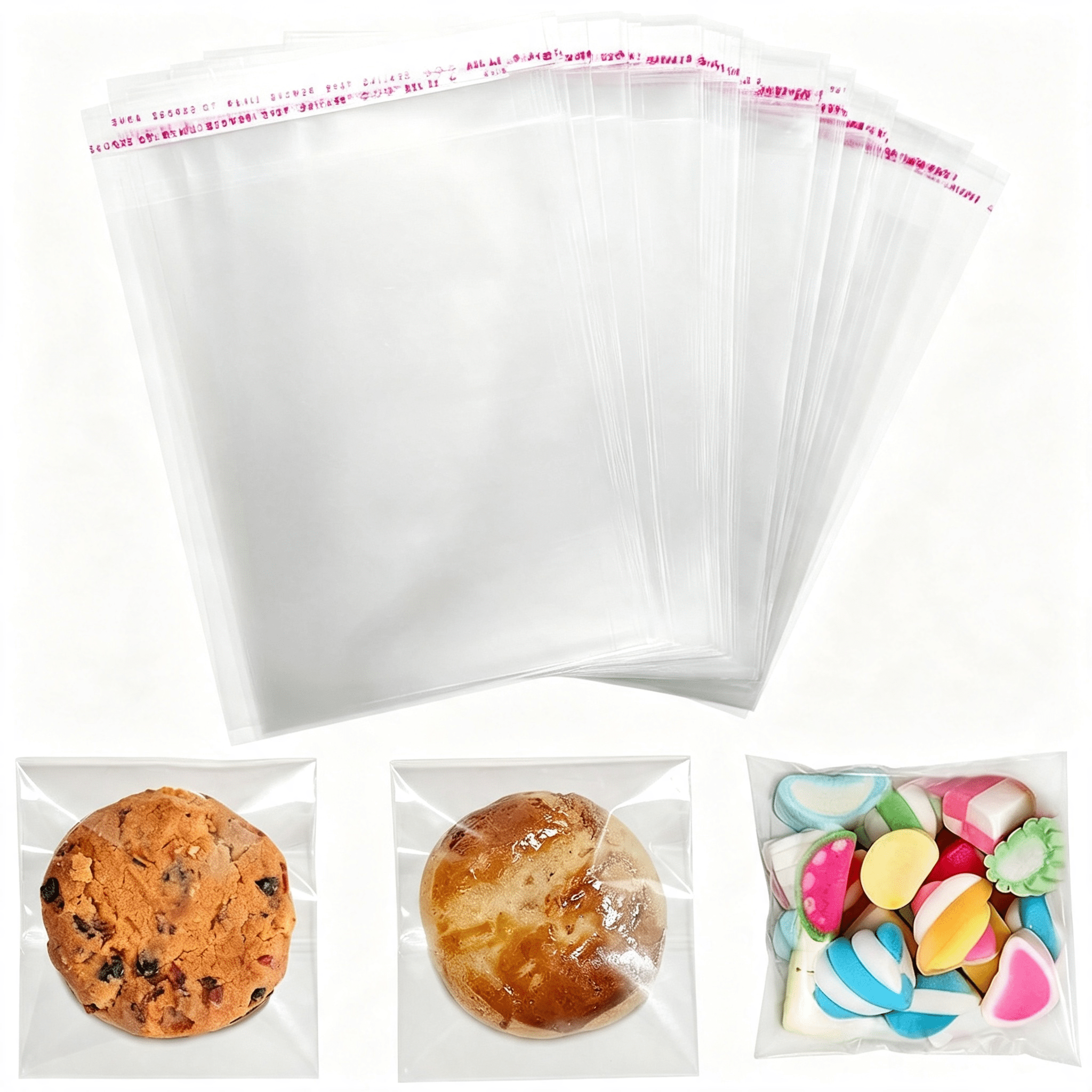 CCOCC 200Pcs Clear Cookie Bags with Seal: 4X4 Inches Clear Resealable ...
