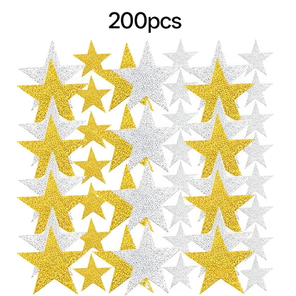 CCOCC 200Pcs Gold Glitter Foam Star Stickers for Kids Arts Crafts - Space Stickers