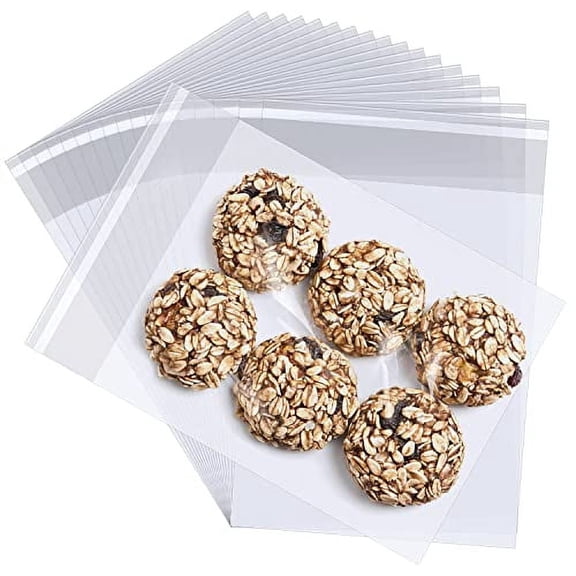 CCOCC 200pcs Cellophane Bags 5x7 Self Sealing Cookie Bags for Packaging Clear Plastic Bags for Candy Snack Homemade Cookie Gift Party Favor Treat