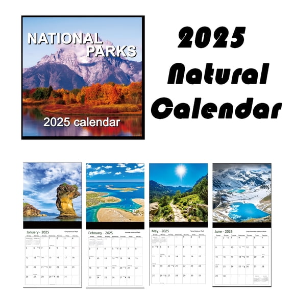 CCOCC 2025 National Parks Wall Calendar,12x12 Inch Size Closed,12x24 Inch Size Open,Large Spiral-Bound Hanging Monthly Wall Calendars for Kitchen & Office