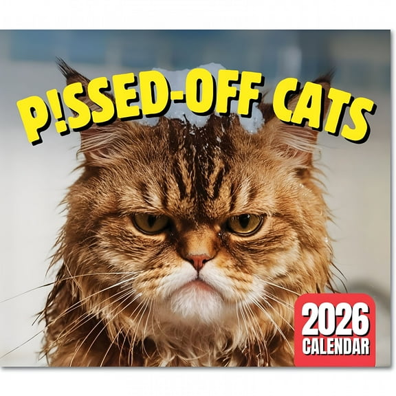 CCOCC 2026 Funny Cat Wall Calendar, Grumpy Feline Memes Wall Decor, 11 x 17 Inch Monthly Hanging Planner, Hilarious Pet Humor Gift for Cat Lovers, Home and Office