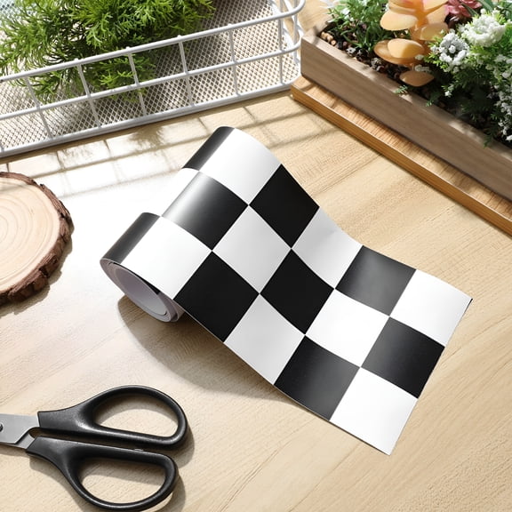 CCOCC 2026 New 1 Roll Bulletin Board Border Sticker Checkered Pattern Wall Decoration Multi-Colored for Classroom, Office, Home 94.32X3.93X0.04In