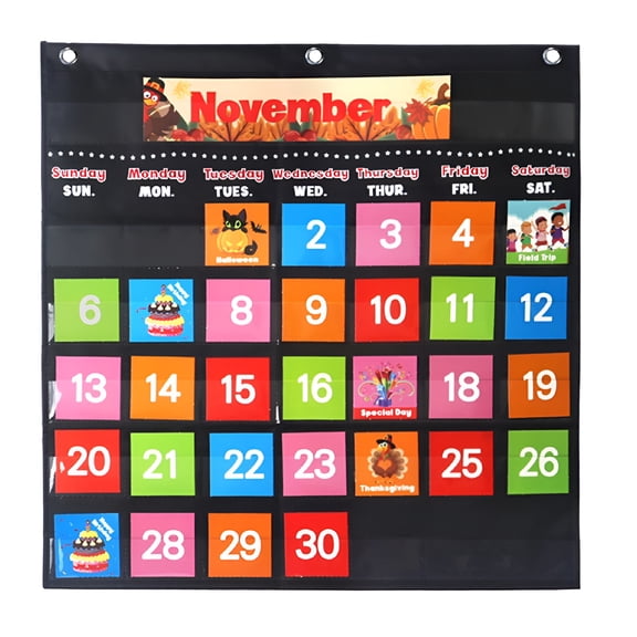 CCOCC 2026 New 1 Set Portable Wall Hanging Calendar Preschool Learning Toys Classroom Calendar