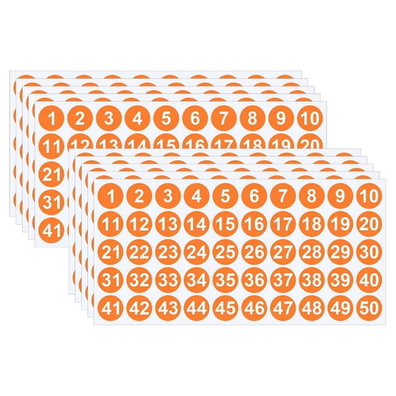 CCOCC 2026 New 10 Sheets 1-50 Number Stickers Vinyl Consecutive Number Stickers Self Adhesive Decal for Indoor&Outdoor Waterproof Labels Number Inventory Stickers for Inventory Classification(1In)
