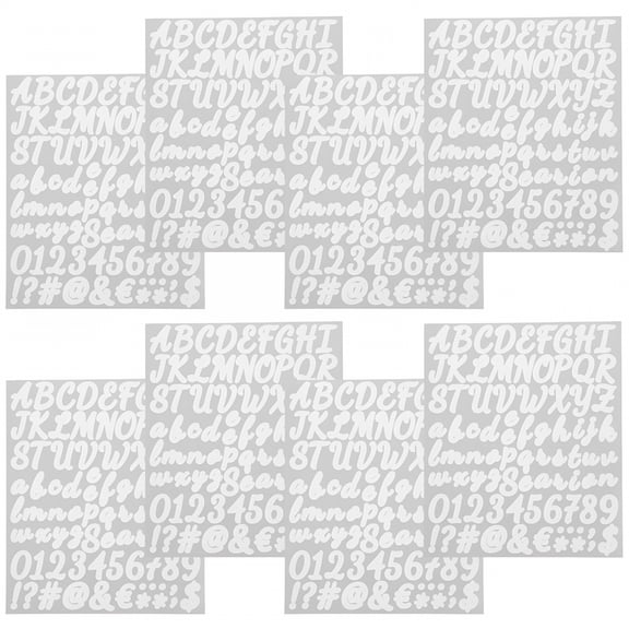 CCOCC 2026 New 10 Sheets Digital Stickers for Phone Envelopes Alphabet Letter Decals Reflective White Pvc Self-Adhesive