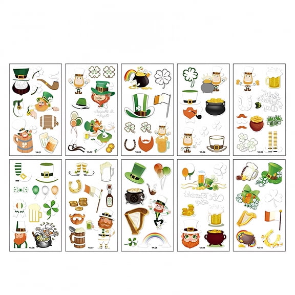 CCOCC 2026 New 10 Sheets St. Patrick'S Day Stickers,Creative Fun Make Your Own Irish Sticker Kits for St. Patrick'S Day Kids Birthday Party Favors,Diy Art Crafts Supplies