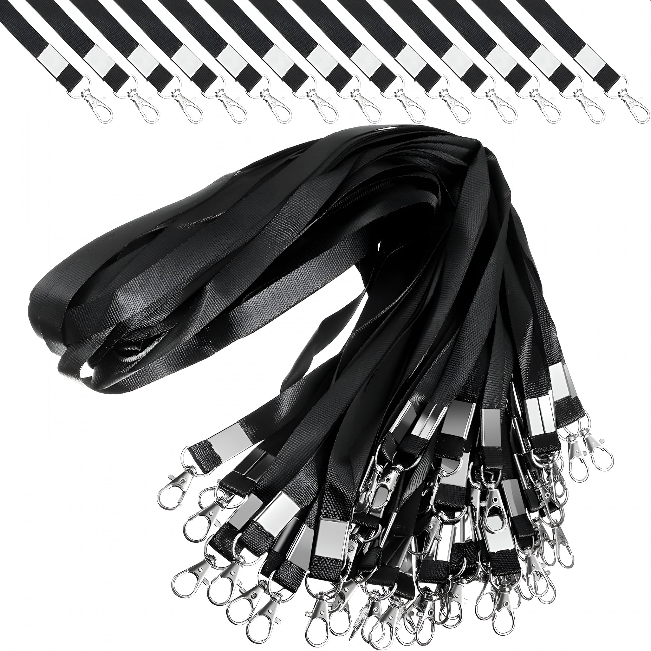 CCOCC 2026 New 100 Pack Black Lanyard Badge Lanyards for Id Badges Flat Nylon Badge Lanyards with Lobster Clasp Safety Neck Lanyard for Id Card Holder Key Chains for Office, School, Conference, Event