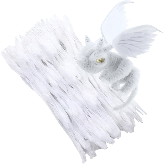 CCOCC 2026 New 100 Pcs White Pipe Cleaners Crafts Supplies,Bump Chenille Stems Pipe Cleaner White Pipe Cleaners for Crafts for Kids,Diy,School Projects,Art,Decorations