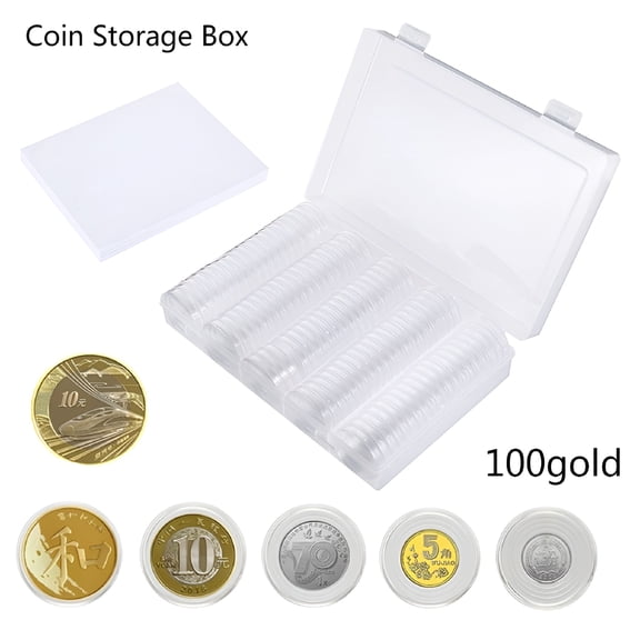CCOCC 2026 New 100 Pieces 30Mm Silver Coin Holder Clear Coin Capsules Storage Container Coin Case with Gasket and Plastic Storage Organizer Box for Coin Collection