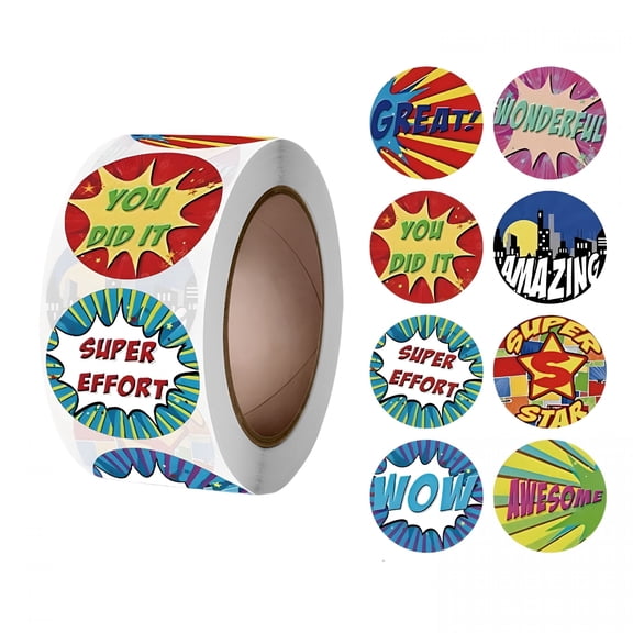 CCOCC 2026 New 1000Pcs Reward Stickers for Kids,Multi-Design Small Motivational Encouragement Stickers Roll for Teachers&Parents,Fun Science&Animal Incentive Behavior Labels for Classroom,Home