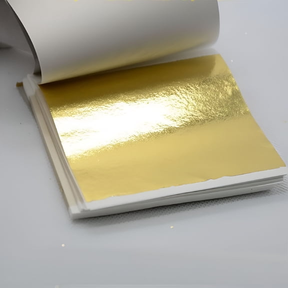 CCOCC 2026 New 100Pcs 24K Pure Genuine Gold Leaf Foil Sheet Gold Decoration for Gilding,Crafts,Art Projects,Calligraphy,Diy Decorations,Scrapbooking,Home Decor (Gold)