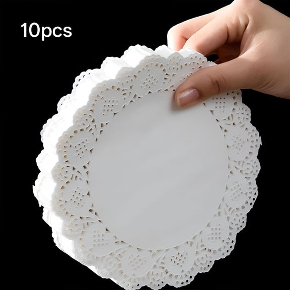 CCOCC 2026 New 100Pcs Round Paper Lace Doilies Cake Placemat Party Wedding Baking Decoration, for Cake Displays, Parties, Weddings, Baking, Table Settings, Home Decor, Special Occasions