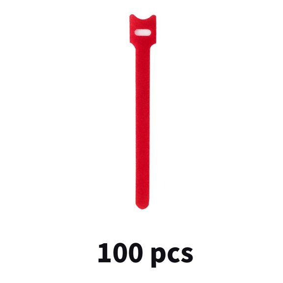 CCOCC 2026 New 100Pcs Straps Organized Patches Dense Loop Reusable Strips Red 0.4*6In for Organization Home Office Cable Management Diy Projects Fastening Storage Solutions