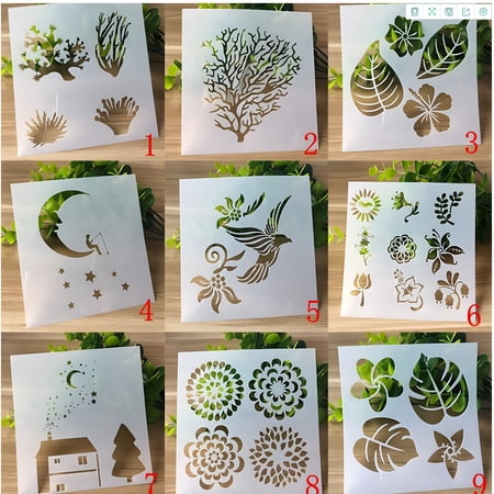 CCOCC 2026 New 10Pcs Diy Painting Templates Leaves and Flowers Scrapbook Stencil for Crafts for Painting,Scrapbooking,Crafts,Diy Projects,Art Projects