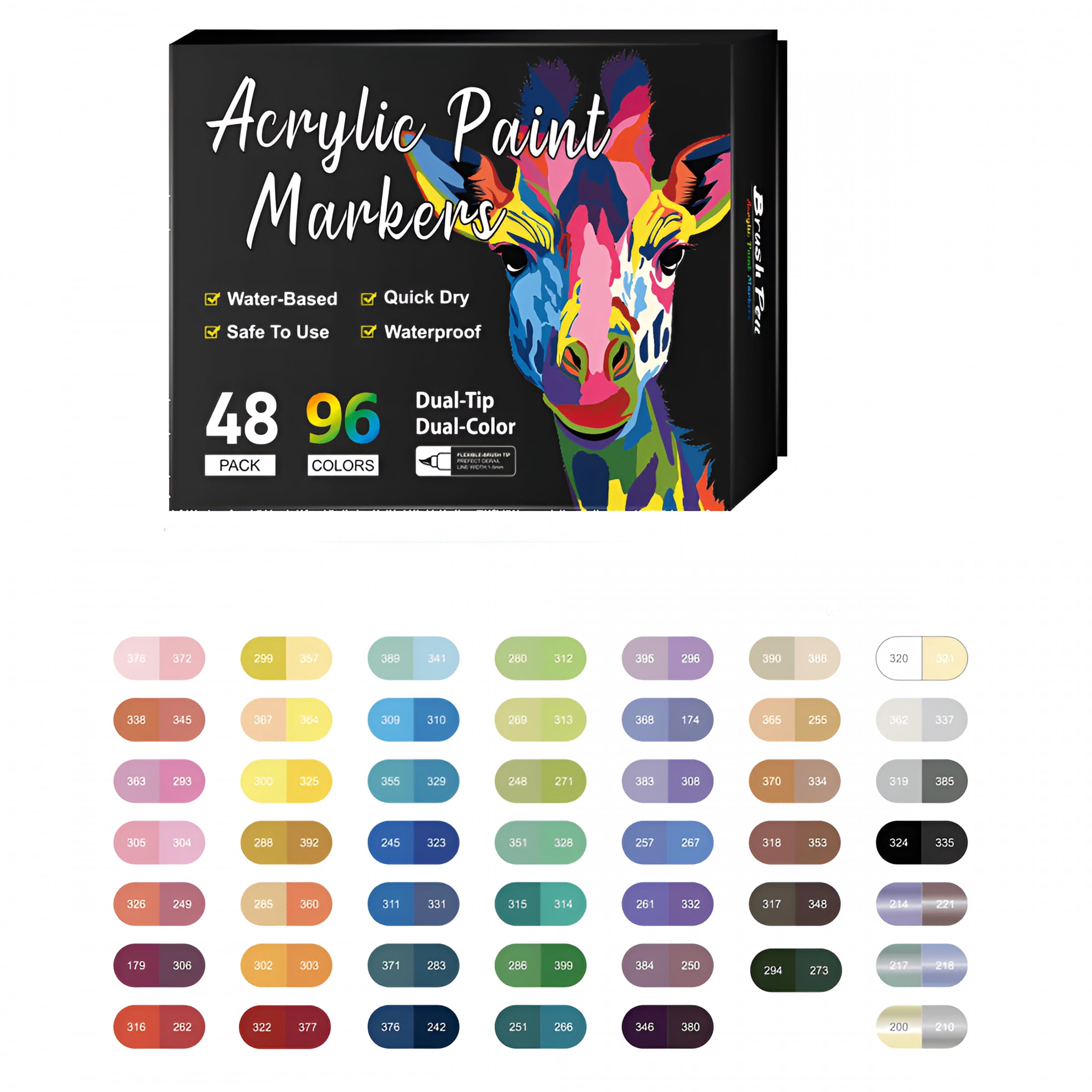 CCOCC 2026 New 12/24/36/48 Pcs Dual Tip Acrylic Paint Markers, Acrylic Paint Pens Extra Fine Tip Acrylic Paint Markers for Rock Painting, Ceramic, Stone, Wood, Canvas, Stone, Diy Crafts Card Making