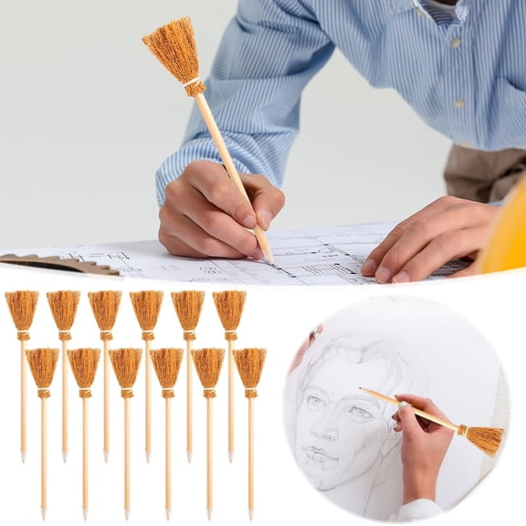 CCOCC 2026 New 12 Pcs Pencils,Witch Broomstick Decorations Witches Broom Halloween Wizard Wand Party Favors for Fun Goodie Bag Fillers Classroom Rewards and Theme Party Supplies