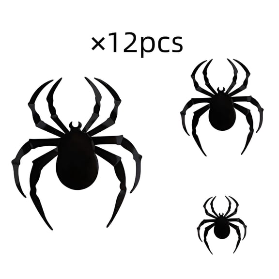 CCOCC 2026 New 12 Pcs Spider Stickers Large Decals Wall Pvc Halloween Atmosphere Decorations,For Wall,Window,Party,Home