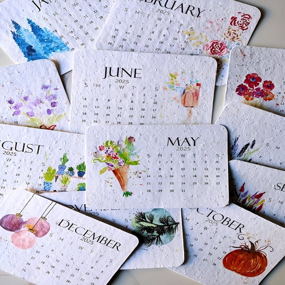 CCOCC 2026 New 12Pc Plantable Seed Calendar 2026,From January 2026 to December 2026,Modern Greenery Calendar Planner with Plantable Growing Plants for Planning,Scheduling and Organization