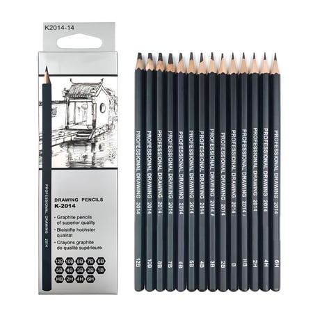 CCOCC 2026 New 14 Pcs/Set 12B 10B 8B 7B 6B 5B 4B 3B 2B B Hb 2H 4H 6H Graphite Sketching Drawing Pencils for Sketching,Drawing,Art Classes,Professional Artwork,Shading Techniques