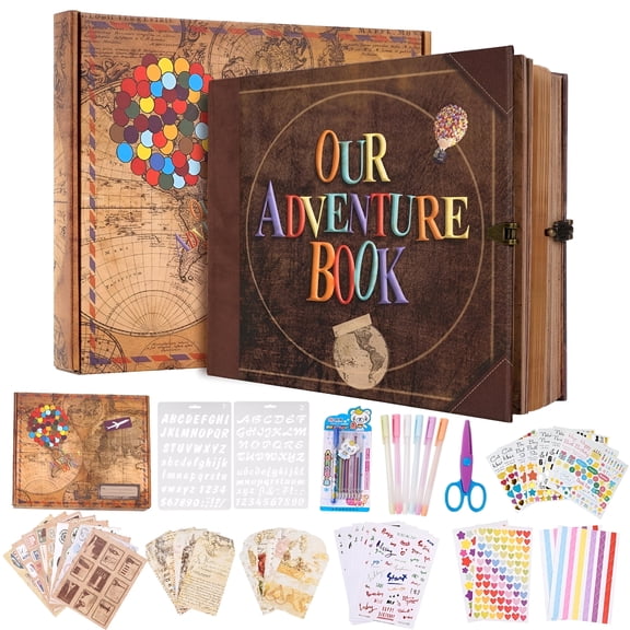 CCOCC 2026 New 146 Pages Scrapbook Album,Leather Photo Book,Gift Boxed with Stickers Scrapbooking Kit for Couples,Christmas,Wedding,Birthday,Anniversary