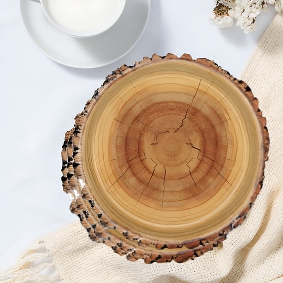 CCOCC 2026 New 16Pcs Camping Wood Grain Dinner Plates,Paper Plates with Wood Grain Slice Design,Farmhouse Round Disposable Dinner Dish for Woodland,Lumberjack Dinner Camping Party Decorations