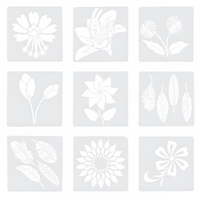 CCOCC 2026 New 18Pcs Cartoon Plant Painting Template Drawing Tools Multi-Pattern Hollow Out Painting Stencil for Kids Boys Girls (Mixed Style)