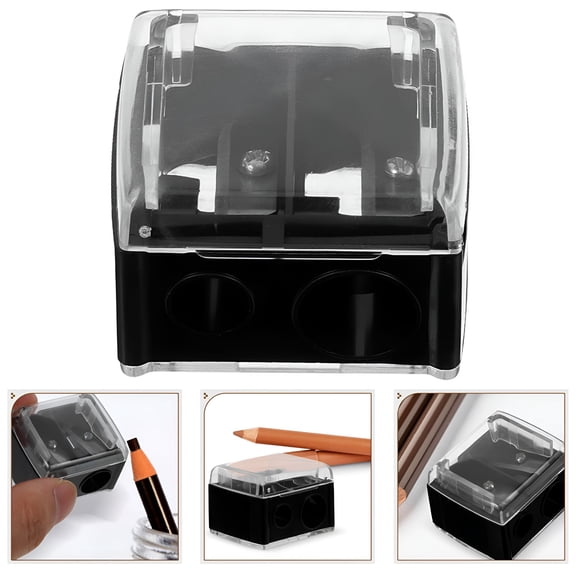 CCOCC 2026 New 1Pc Double Hole Pencil Sharpener Cosmetic Pencil Sharpener for Eyebrow Lip Liner Eyeliner (Black), for Makeup Application, Precise Sharpening, Eyebrow, Lip Liner, Eyeliner Use