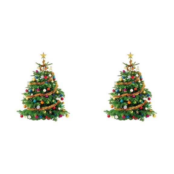 CCOCC 2026 New 2 Pack Christmas Tree Wall Decals Large Diy Christmas Tree Wall Peel and Stick Removable Xmas Tree Watercolor Stickers with Gift Box for Xmas Living Room Offices Home Decor