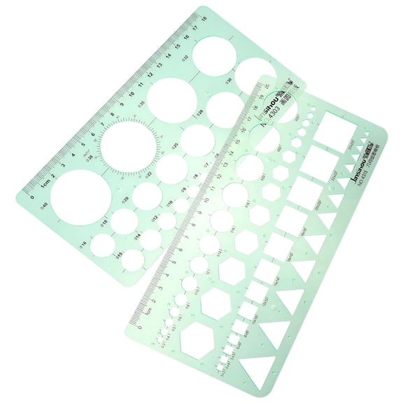CCOCC 2026 New 2 Pcs Geometry Measurement Template Ruler Plastic Geometric Drawing Shapes Artist Design Aid Tool Rulers