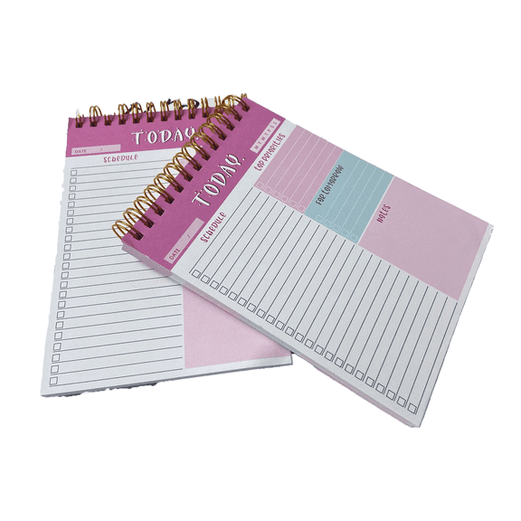 CCOCC 2026 New 2 Pcs Notebook Lined Paper Hardcover Journal Spiral Notebook and Weekly Planner for Study and Work Pink 6.2*4.4" 52 Sheets for Note-Taking Organization Goal Setting Daily Planning