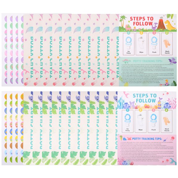 CCOCC 2026 New 2 Sets Potty Training Decal Potty Training Chart with Sticker Toddler Potty Training Supplies for Toddlers, Potty Training, Bathroom, Reward Systems, Early Learning, Child Development