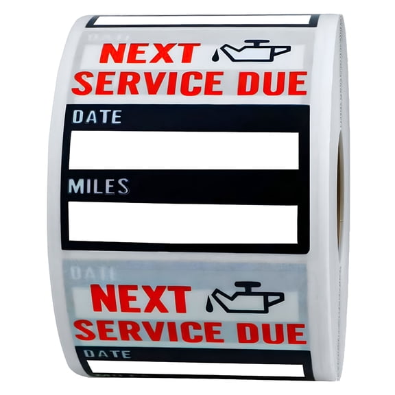 CCOCC 2026 New 2 X 2 Oil Change Stickers,100 Stickers Per Roll,Auto Service Reminder Sticker Roll,Next Service Due Sticker Labels,Removable Vinyl Stickers for Cars Windows Windshield(1 Roll)