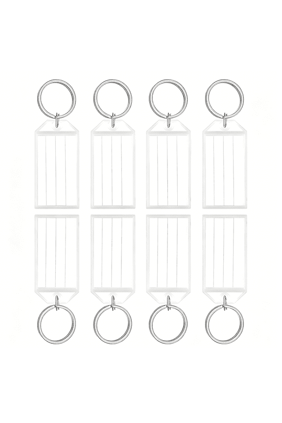 2026 New 20 Pieces Key Tags 5 Cm Plastic Key Chain Tags with Ruled Blank Paper Labels Transparent Covers and Split Rings Sturdy Item Identifiers, White