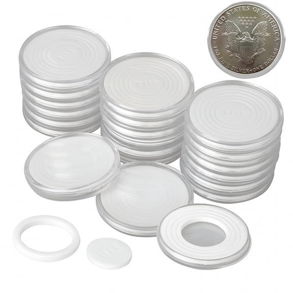 CCOCC 2026 New 20 Sets 46Mm Coin Holder Capsule Protector Collection Clear Coin Storage Box for Awards Ceremony