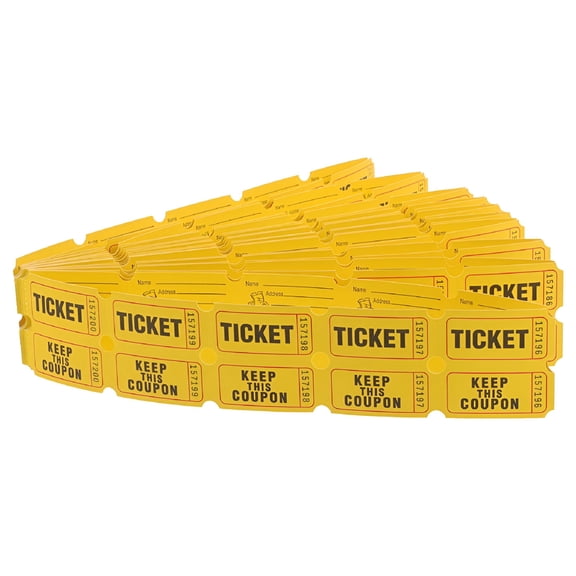 CCOCC 2026 New 200 Pcs Lottery Tickets Raffle Tickets Festival Raffle Tickets Concert Tickets for Party,Charity,School,Festival,Bingo,Event,Yellow