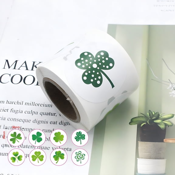CCOCC 2026 New 200 Pcs St. Patrick'S Day Sticker Green Shamrock Roll Stickers,Lucky Clover Irish Decal Seals for Teacher Reward Stickers St. Patrick'S Day Party Decorations and Crafts Supplies