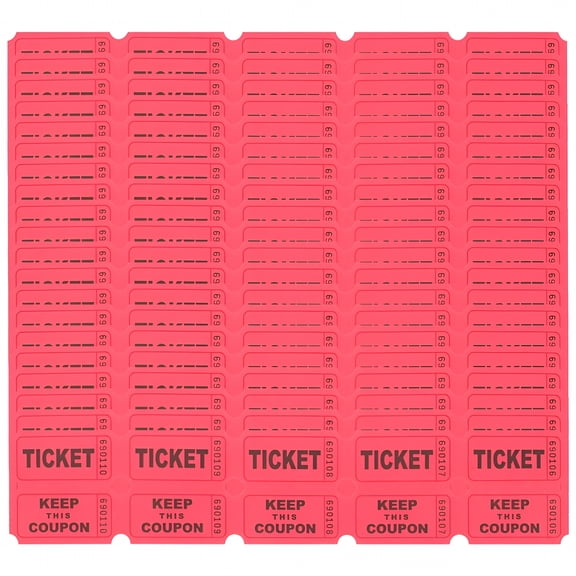 CCOCC 2026 New 200Pcs Red Raffle Tickets for Various Events and Decor Amusement Park Fun in Paper