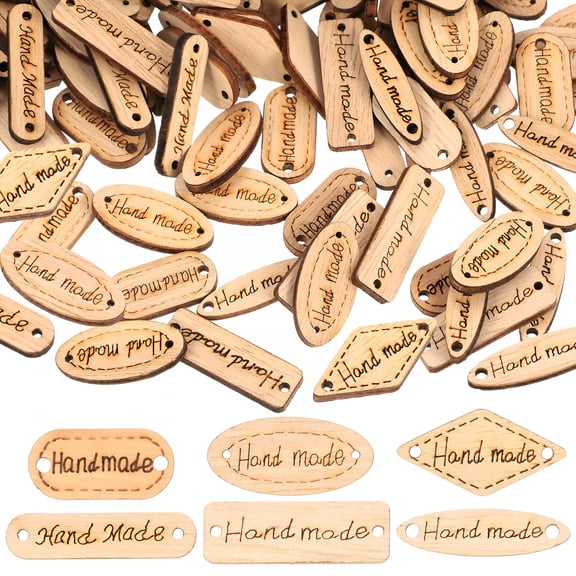 CCOCC 2026 New 200Pcs Wooden Handmade Oval Gift Tags with 2 Holes for Diy Crafts for Gift Wrapping,Personalized Decorations,Scrapbooking,Party Favors.